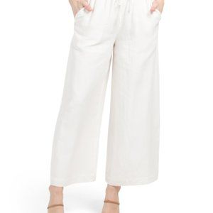 NEW KOBI HALPERIN Linen Blend Wide Leg Pants  white 864tn